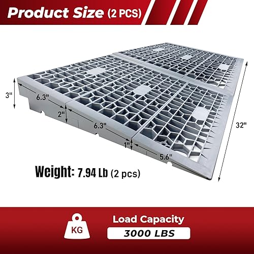 Miniatura 2 de ROBLOCK Rampas desmontables de elevación de 3 pulgadas para sillas de ruedas para entrada de escalones en el hogar, rampas modulares portátiles para