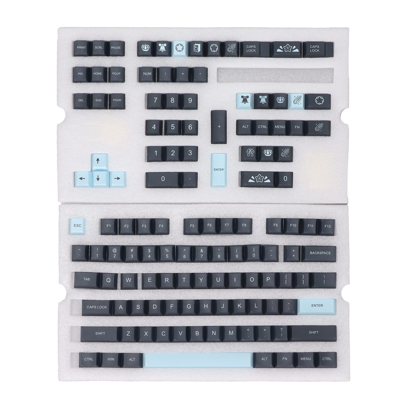 Ejoyous PBT Keycap Set 128 Keys, Cherry Height Contrasting Colors (Komety)