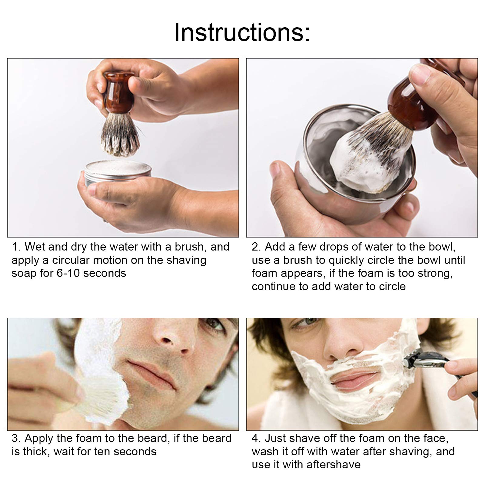 Kit de rasage de barbe bol de rasage en bois ensemble de brosse de rasage de cheveux outil de rasage de Mostache pour hommes