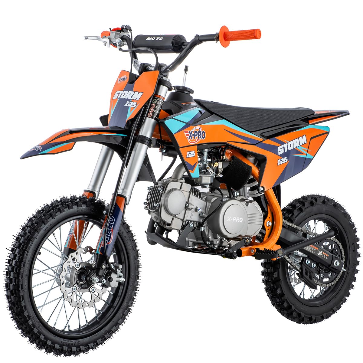 125cc Kids Dirt Bike Pit Bike Youth Dirt Pit Bike with 4-Speed Semi-Automatic Transmission, Big 14"/12" Tires!
