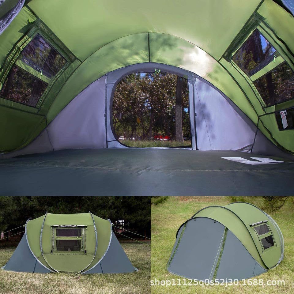 Tenda da Campeggio Pop-up Istantanea, Tenda per 5-6 Persone, Tenda A Installazione Automatica con 2 Finestre in Rete di Ventilazione, Tenda Familiare Parasole Impermeabile, Tenda A, Army Green