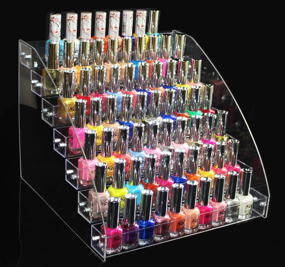 1 Pcs Multi-Layer Removable Nail Polish Shelf Acrylic Clear Cosmetics Multi-Functional Display Stand Rack Holder for Women (7 Layers)