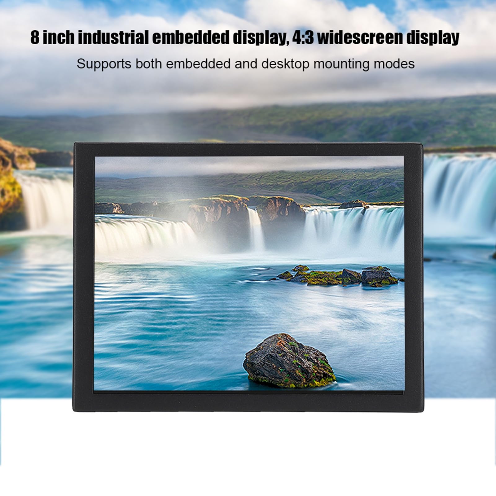 Touch Screen di Resistenza da 8 Pollici, Monitor Industriale Integrato, Monitor Interamente in Metallo, con Risoluzione 1024x768, Display Widescreen 4:3, per PC, CCTV, Videocamera, Computer(8")