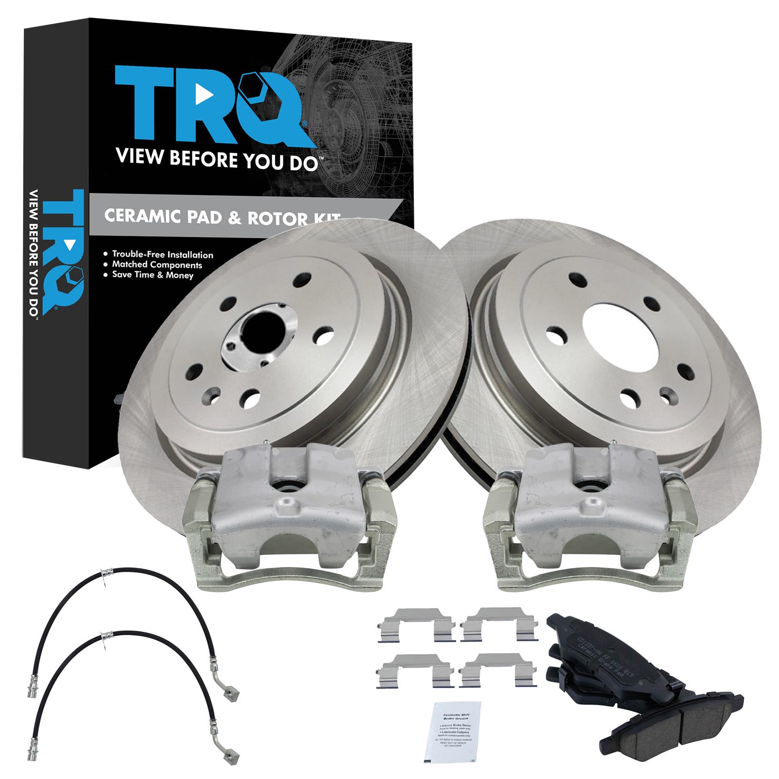 TRQ Rear Brake Pad &amp; Rotor Kit Ceramic