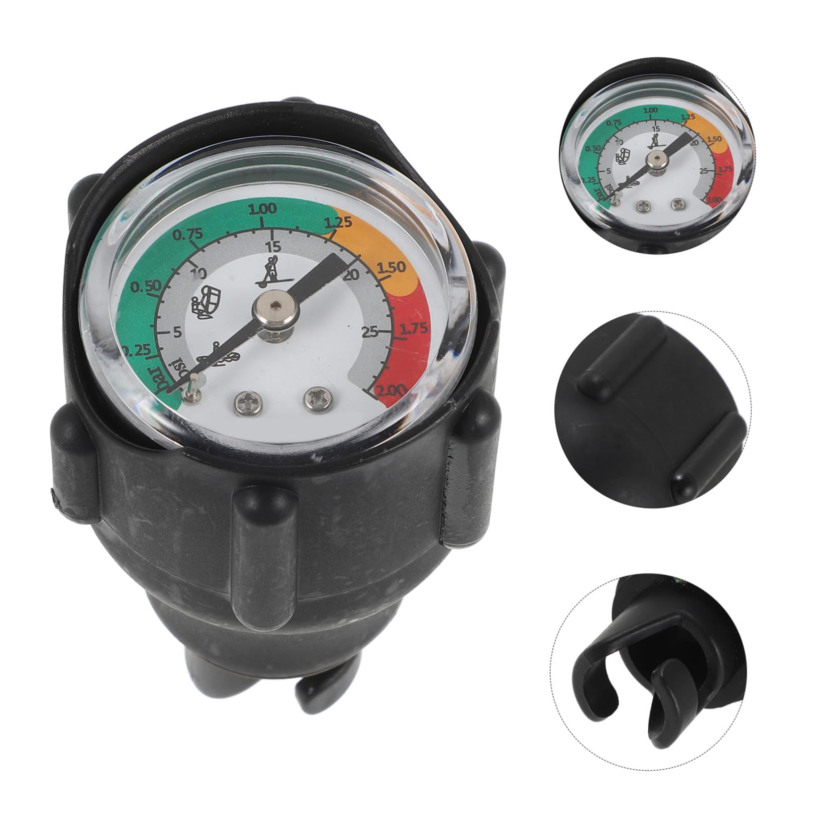 Manometer Druckluft für Kajak und Surfbrett Vielseitiger Druckprüfer aus Kunststoff und Edelstahl mit Leicht Ablesbarer Anzeige für Wassersportausrüstung
