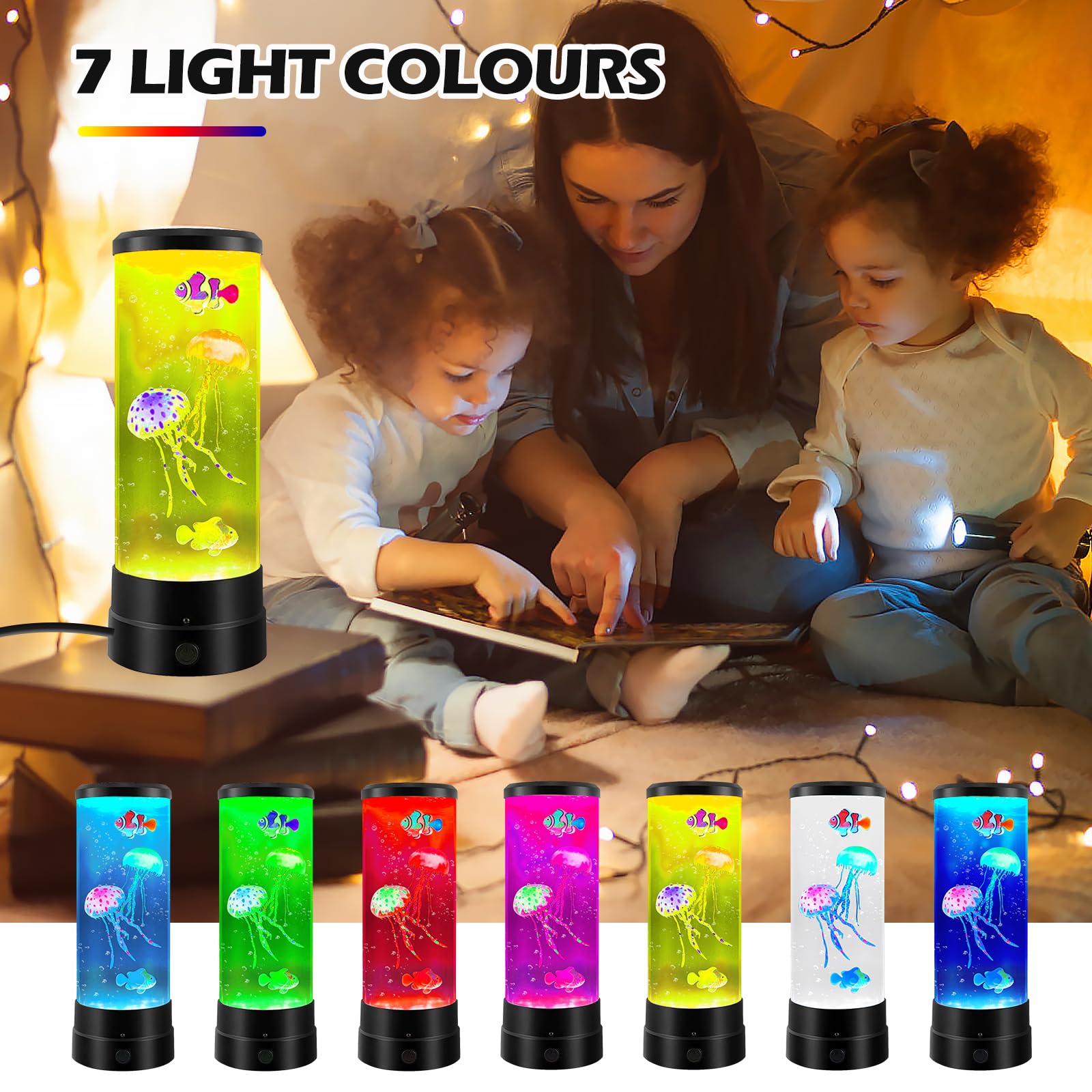 BORDEAG Quallen Lampe, Quallen Lavalampe Mit 17 Farben 4 Lichtmodi Fernbedienung, Jellyfish Lamp, Quallen Aquarium Lampe, Lavalampe, Fantasy Quallen Lavalampe Für Büro Zuhause Deko