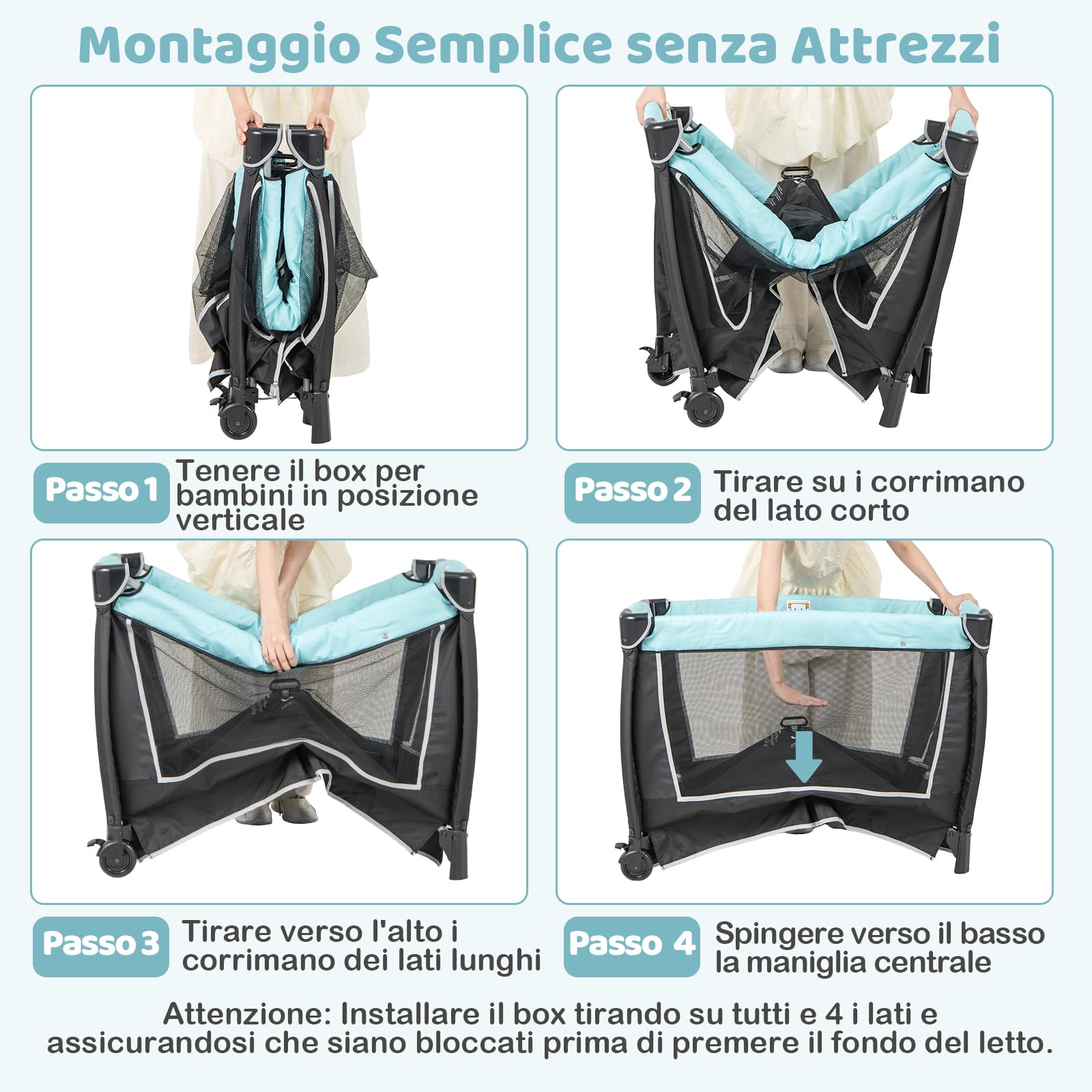 COSTWAY 6 w 1 Lettino da Campeggio per Bambini, Culla Viaggio, Box Portatile Pieghevole, Verde