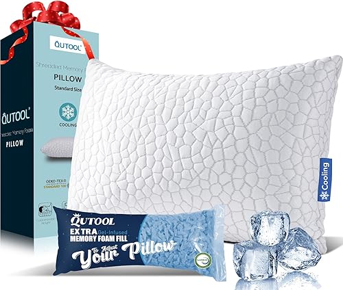 Miniatura 58 de QUTOOL Juego de 2 almohadas refrescantes mejoradas de tamaño Queen, almohadas de espuma viscoelástica trituradas CertiPUR-US para personas que