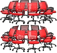 Vista 29 de Magshion Juego de 2 sillas ergonómicas de oficina, silla de escritorio de malla con respaldo medio, silla giratoria ajustable para computadora