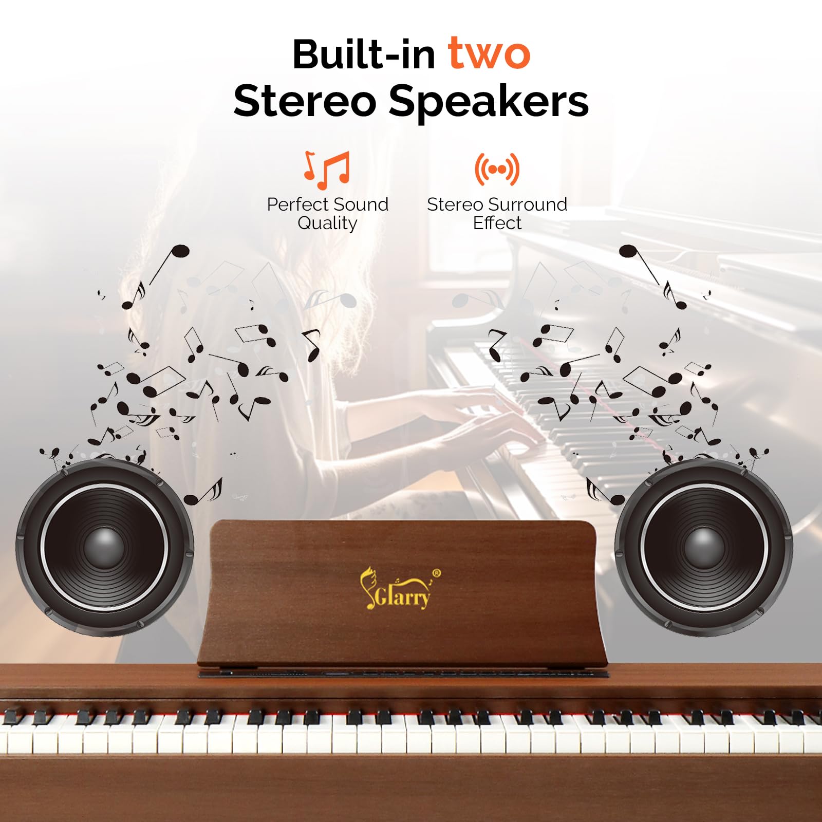 Pianoforte digitale Glarry 88 tasti pesati con cuffie per pianoforte, tastiera elettrica con martelletti completamente pesati e azione pesante per principianti, pianoforte con unità a 3 pedali, doppio