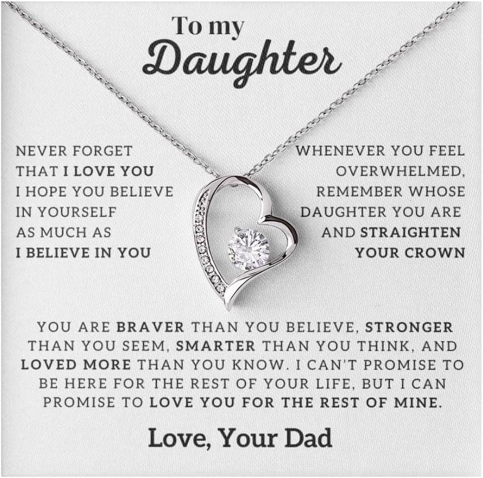 Jewelry To My Daughter, Never Forget That I Love You Forever, daddy daughter, gifts from dad, daughter dad necklace, Daughter Necklace, Gift for girl