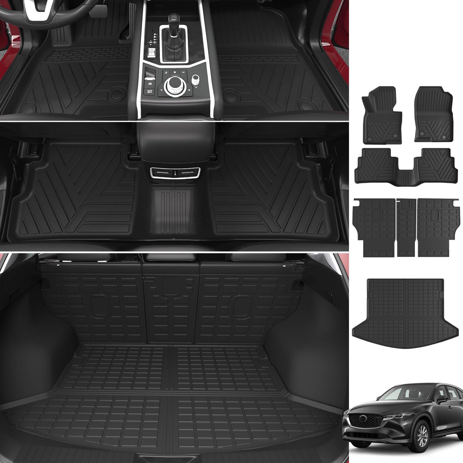 xipoqix Floor Mat Compatible with 20172022 Mazda CX5 Cargo Liner TPE Backrest Mat
