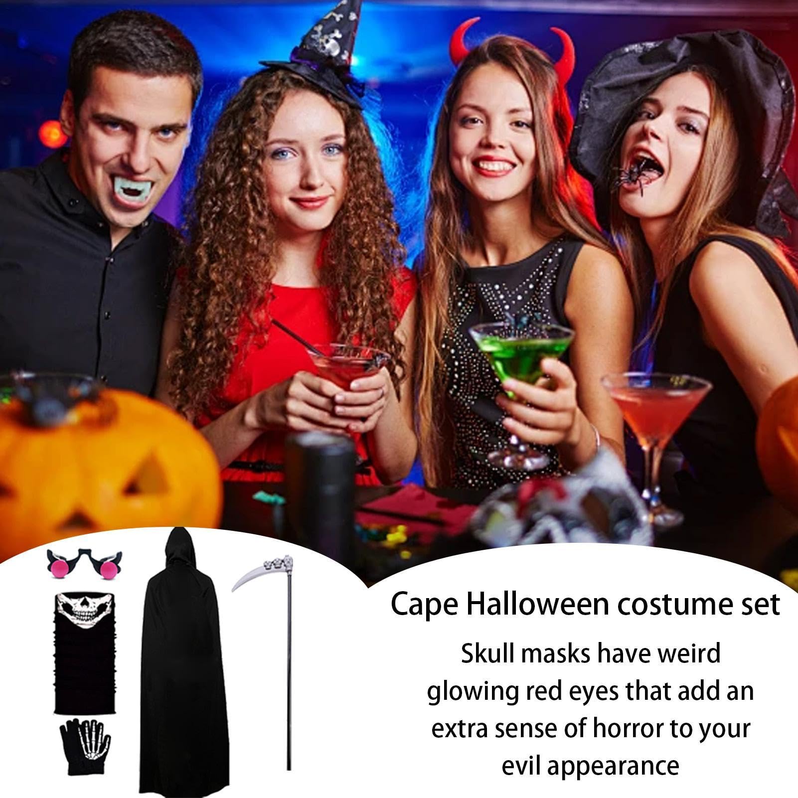 Mantello Di Halloween Per Bambini Kit Di 5 Pezzi Con Abiti Per Il Di Ruolo | Set Mantello Con Cappuccio Bambini Per Natale Carnevale Spettacolo Palco Masquerade Festa Delle Vacanze