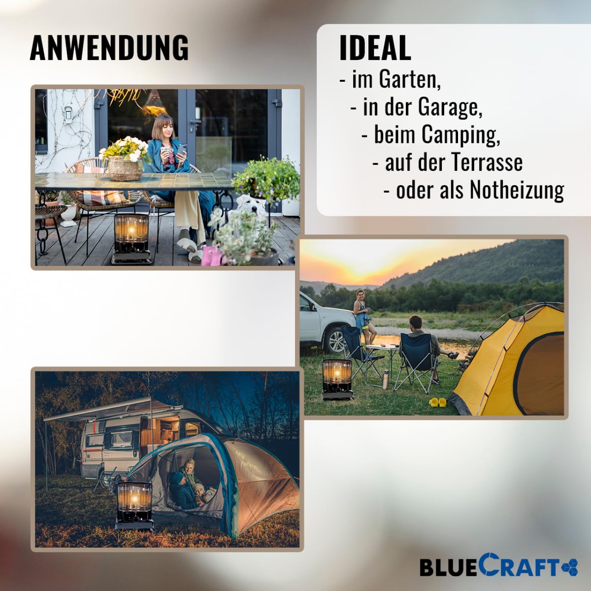 BlueCraft Petroleumofen Heizung ZT-85 inklusive Handpumpe für Petroleum L | Notofen | Camping-Heizung | Notheizung ohne Strom | Dochtofen