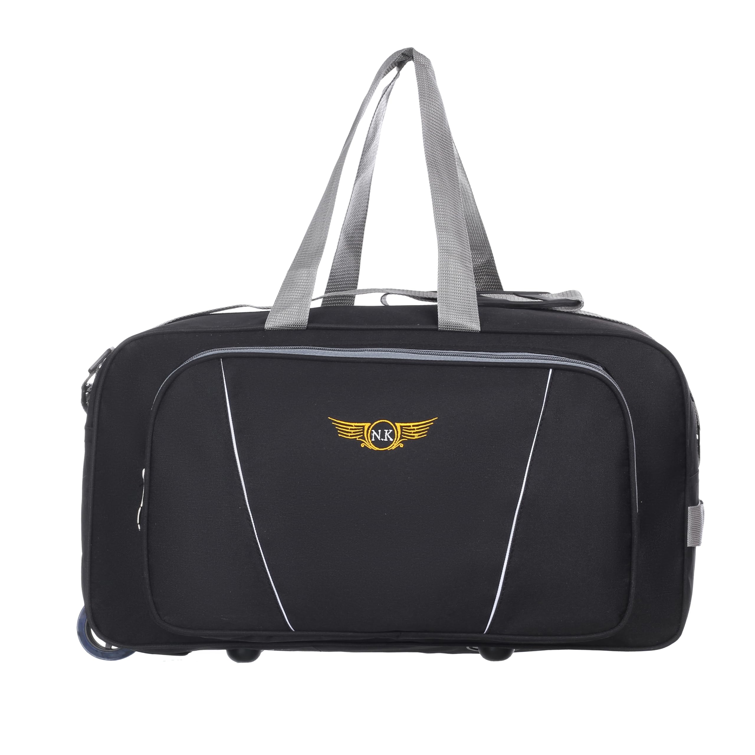65L Trolley Duffel Bag with 2 Wheels, Black Lightweight Polyester Luggage for Men & Women, Weekend Travel-image-27
