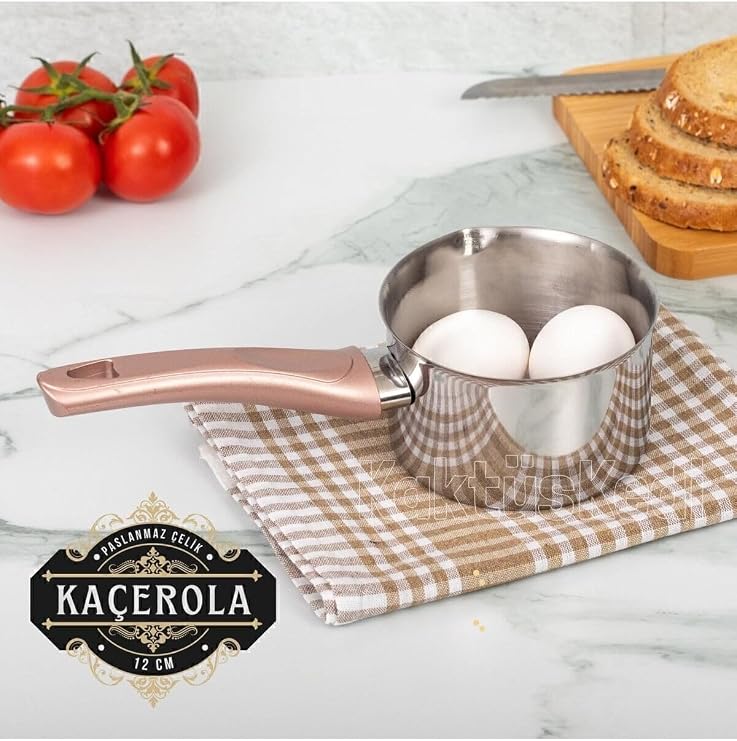Paslanmaz Çelik Kaçerola | Sütlük | Mini Yumurta Haşlama Tavası Gri Tek Ebat
