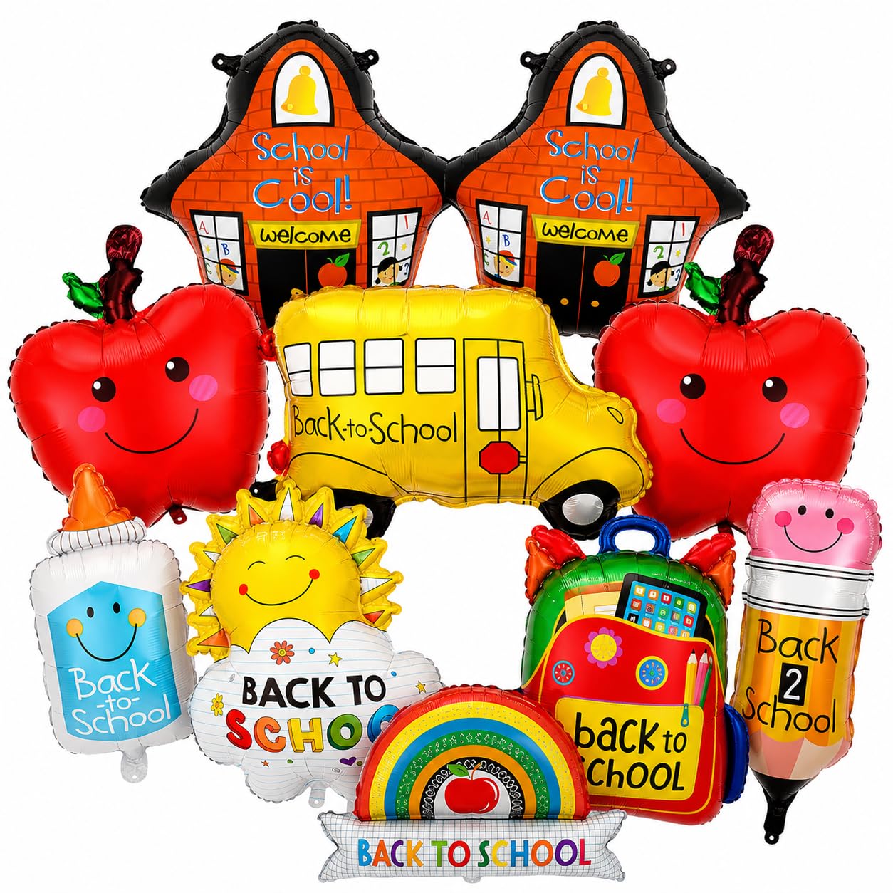 10 Pcs Back to School Balloon Decorations, Kindergarten Transport-Themed Car Balloons