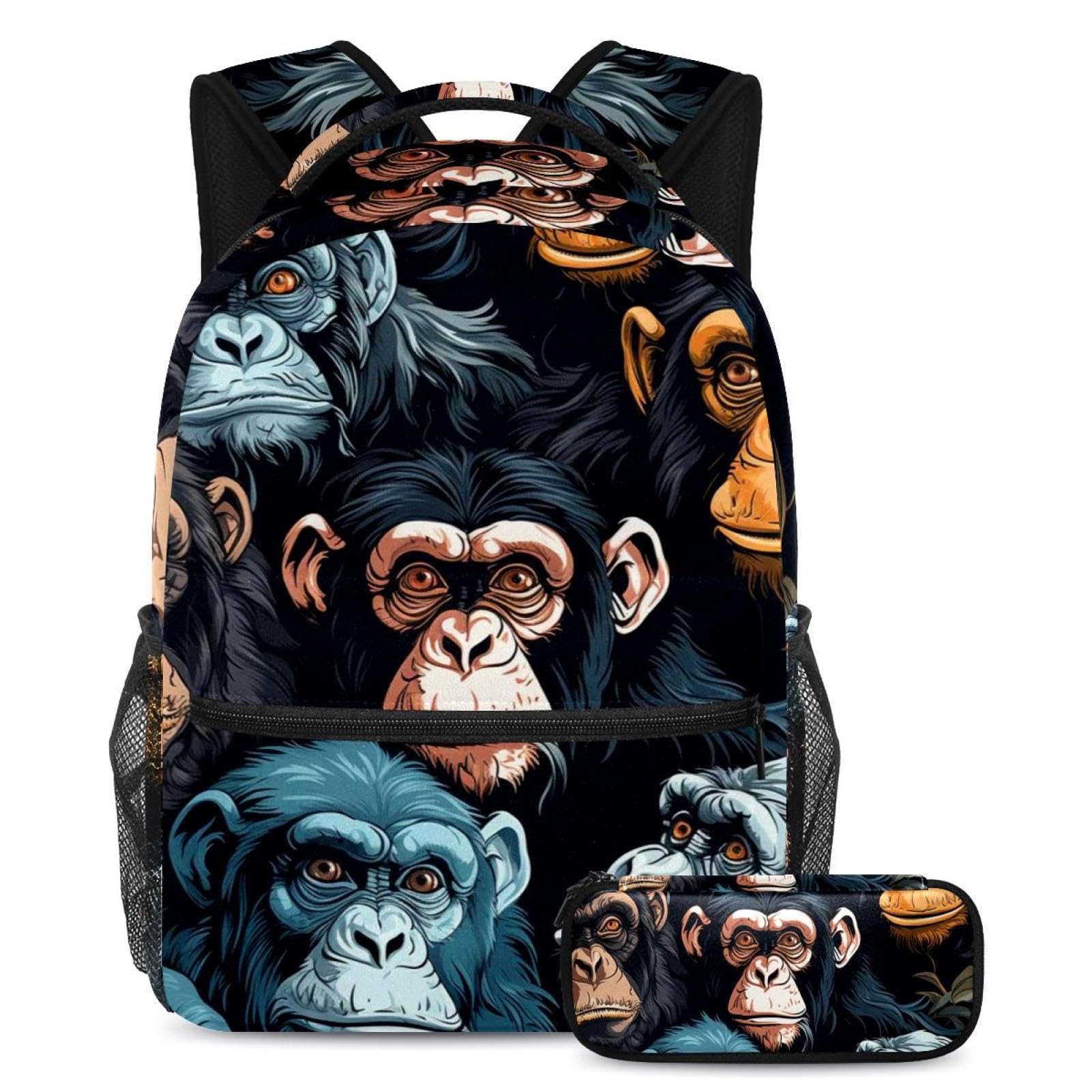 Cartable sac à dos étudiants grand volume et trousse à crayons multicolore