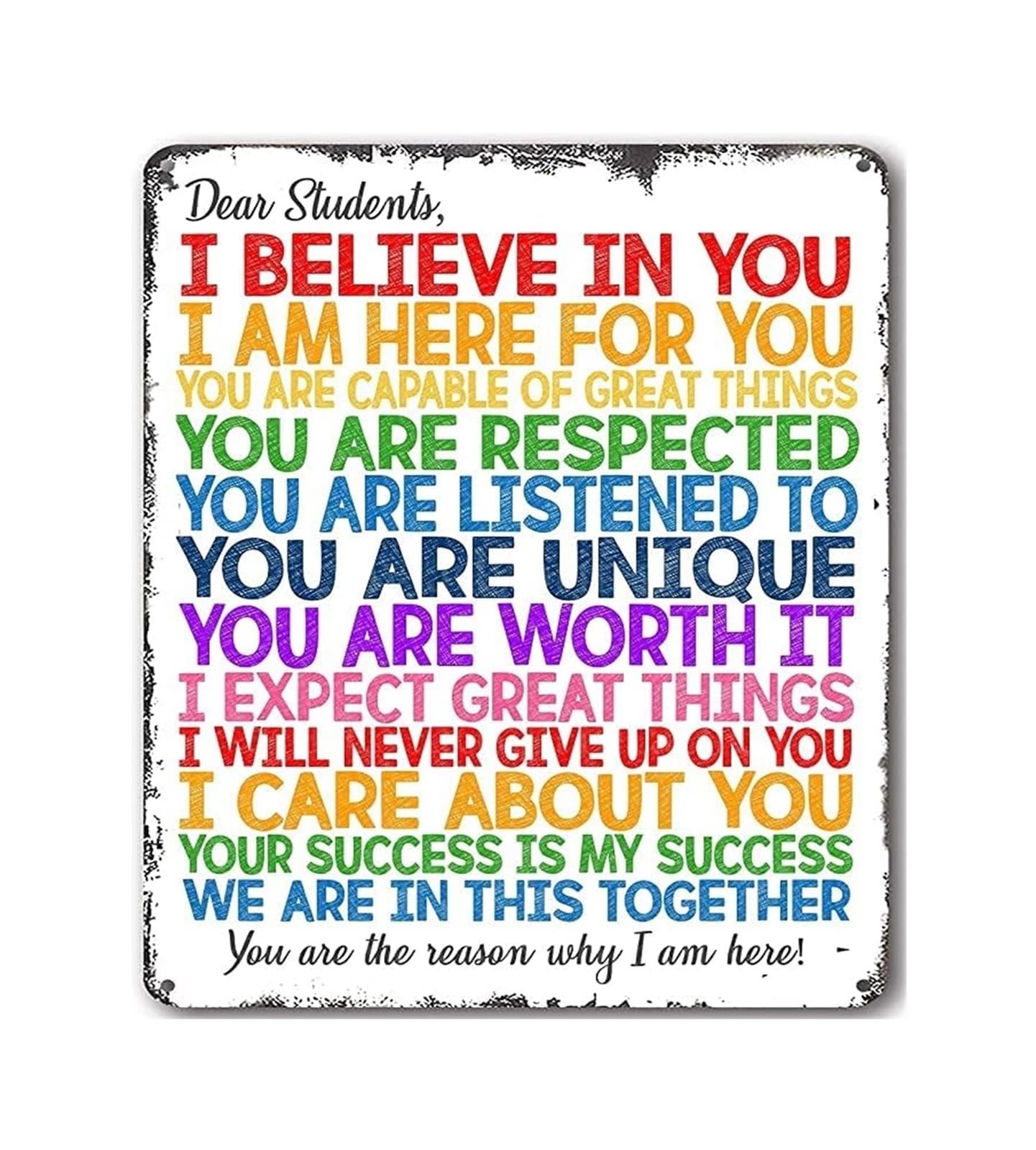 MDBJTCYZN Teacher Appreciation Gift Metal Tin Sign Vintage I Believe In You Quote Rustic Wall Decor for Educators Classroom Home Office School Counselor 8 X 12 inch