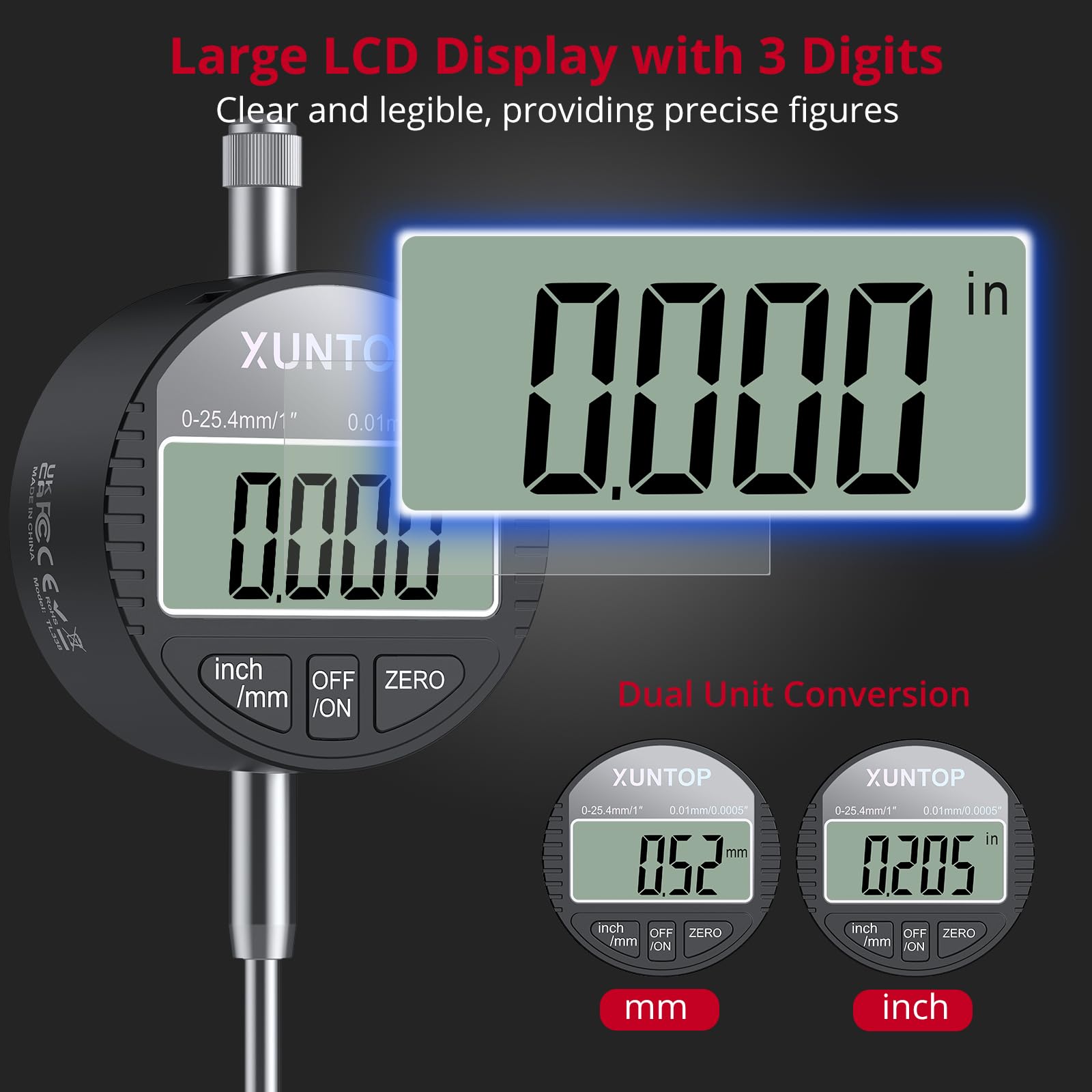 XUNTOP Digital Dial Indicator - Precision Measurement -3