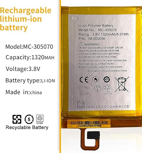 Miniatura 4 de 3.8V 5.01Wh 1320mAh MC-305070 58-000056 Replacement of Battery for E-Book,E-Reader (with 8 Pieces of Repair Tool)
