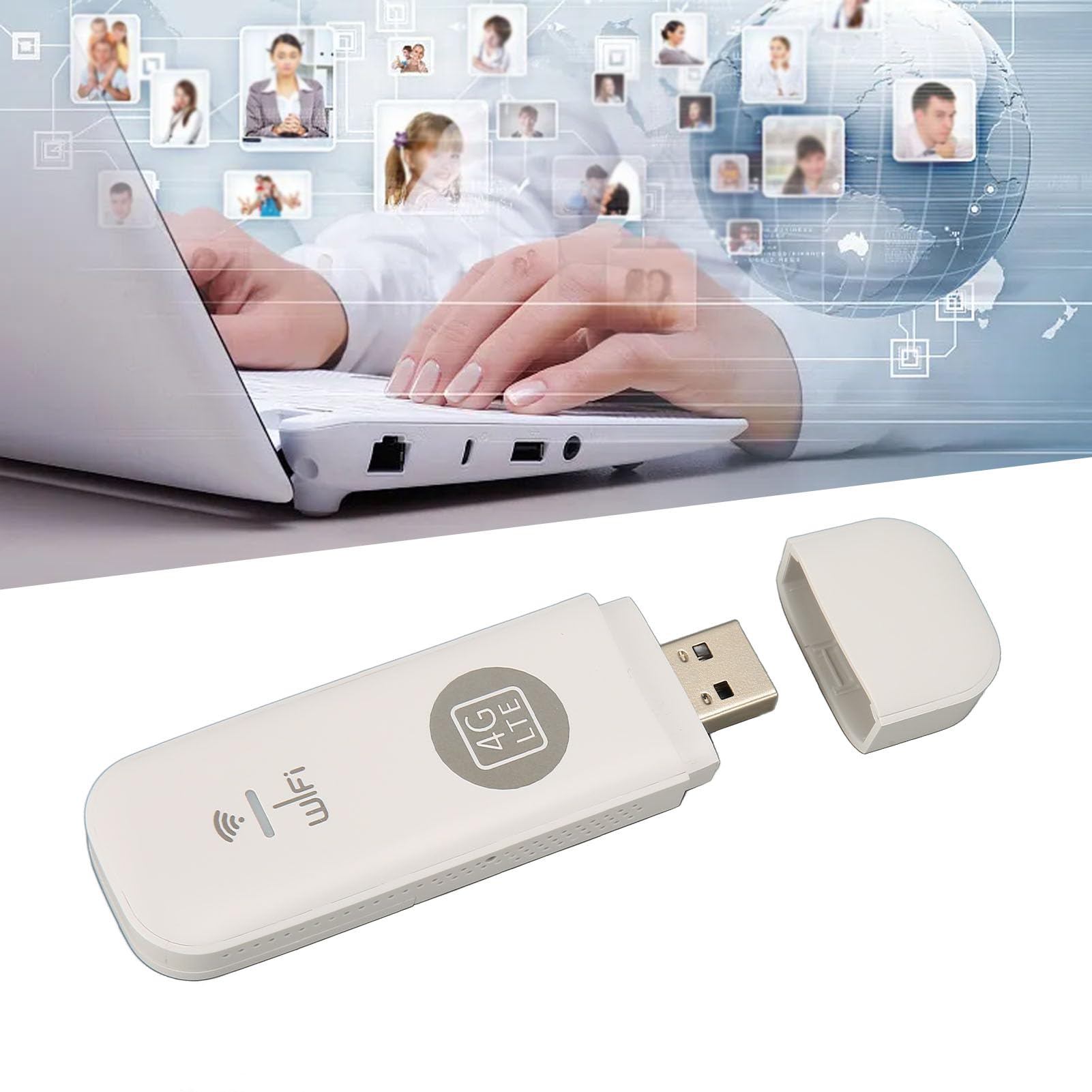 Adattatore WiFi USB, Slot per Scheda Micro SIM Dongle WiFi 10 capacità Utente per Europa Asia (White)