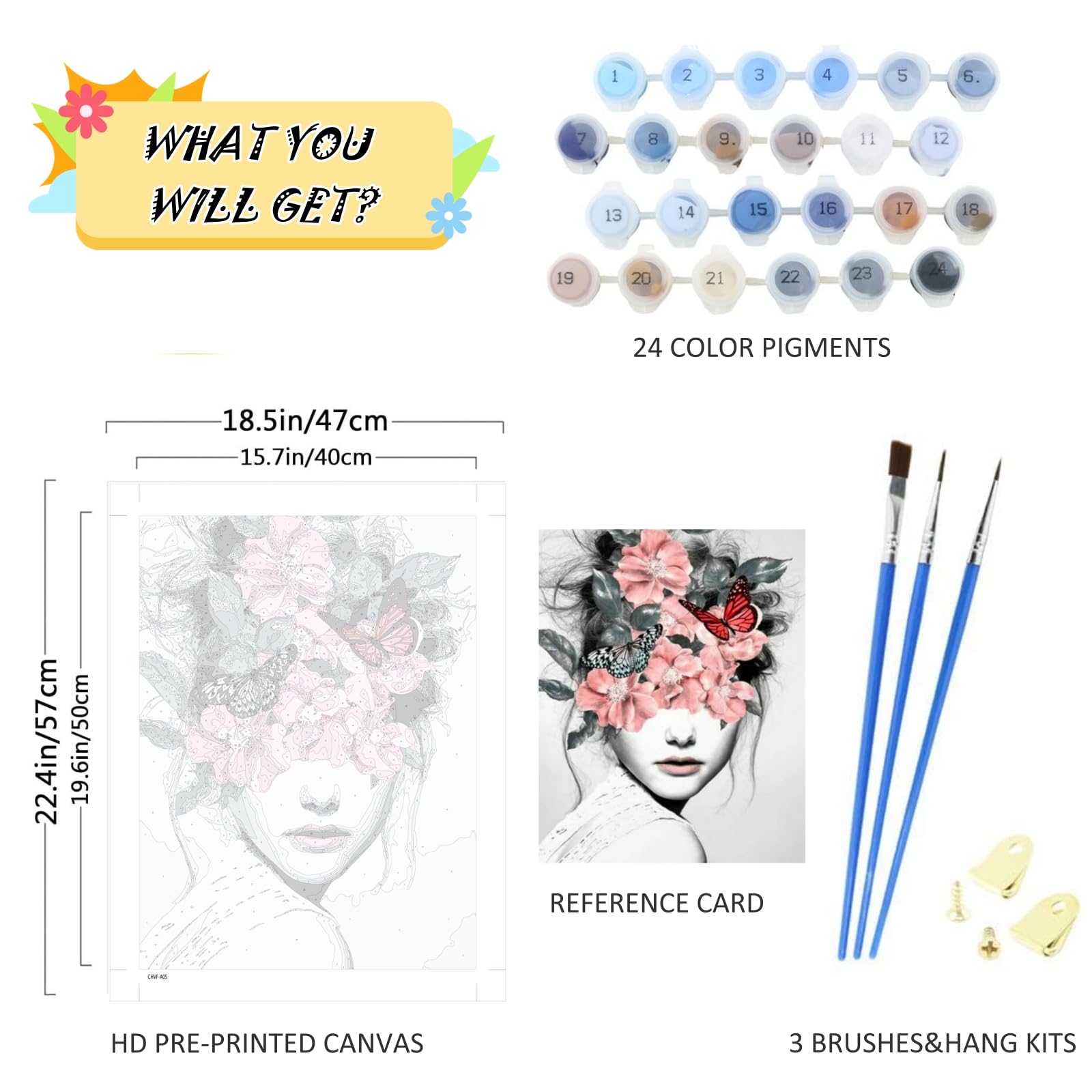 CICISTORY Dipingere Con i Numeri Adulti Paint by Numbers Kit Pittura a Olio su Tela Fai da te Colorare con i Numeri senza Cornice 40X50cm
