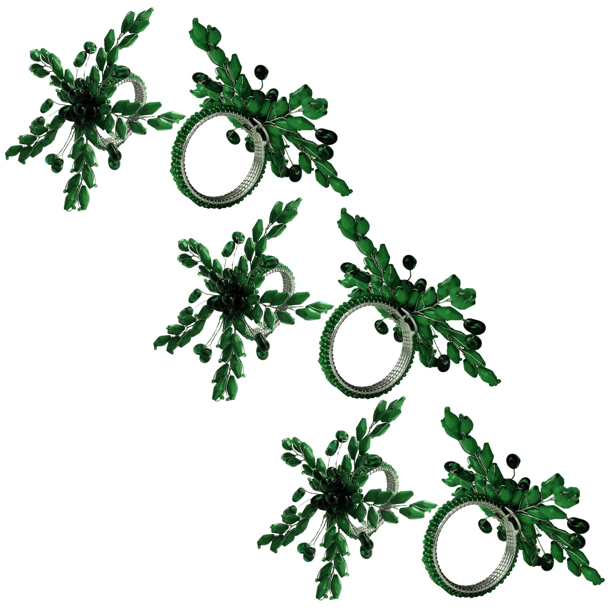 ITOS365 Set di 12 portatovaglioli per tavolo da pranzo, decorazione per feste e uso quotidiano, in metallo, a forma di foglia, verde scuro (confezione da 12)