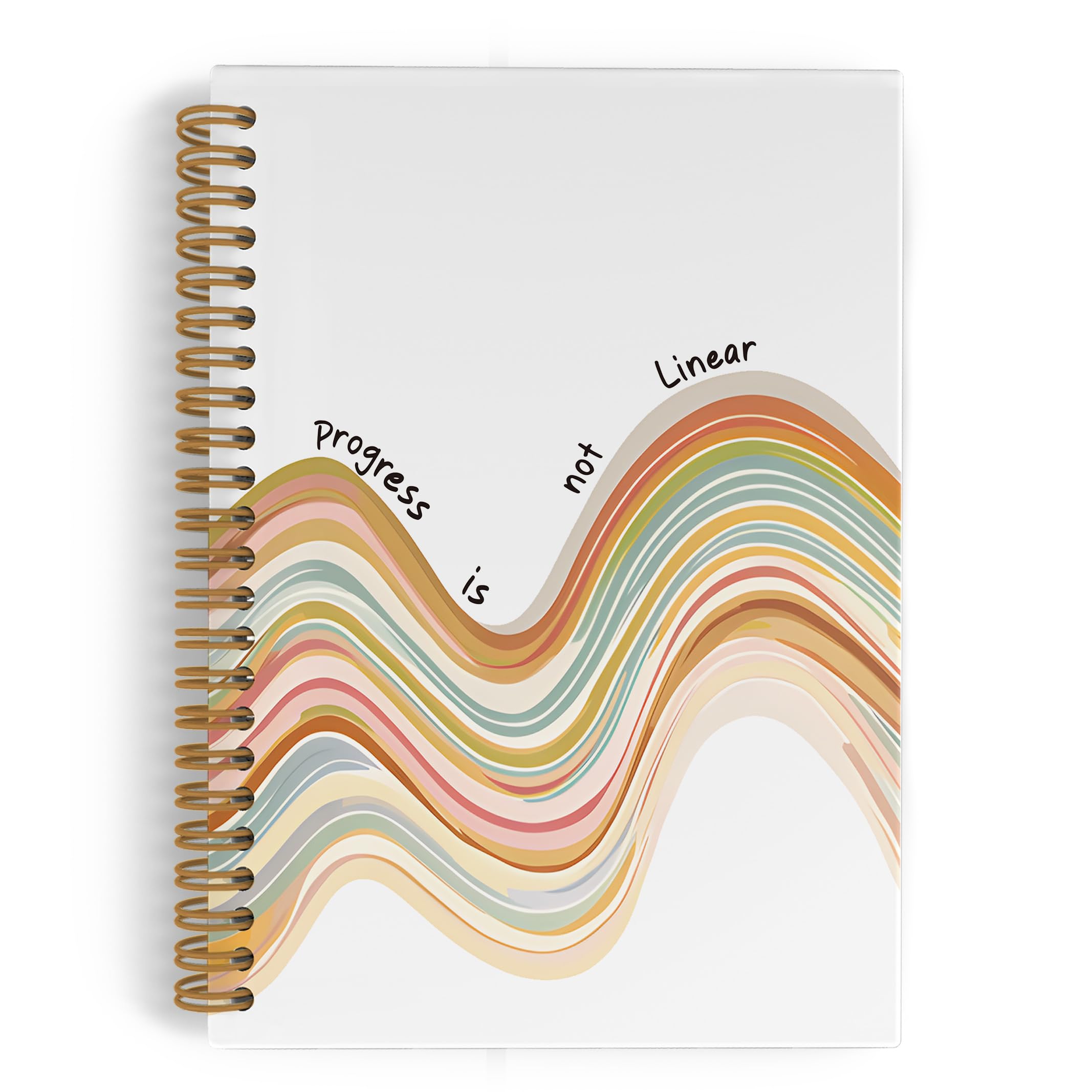 QLMX Mental Health Spiral Notebook, Positive Affirmation Journal Notebook, Anxiety Relief Progress Is Not Linear Hardcover Spiral Notebook,