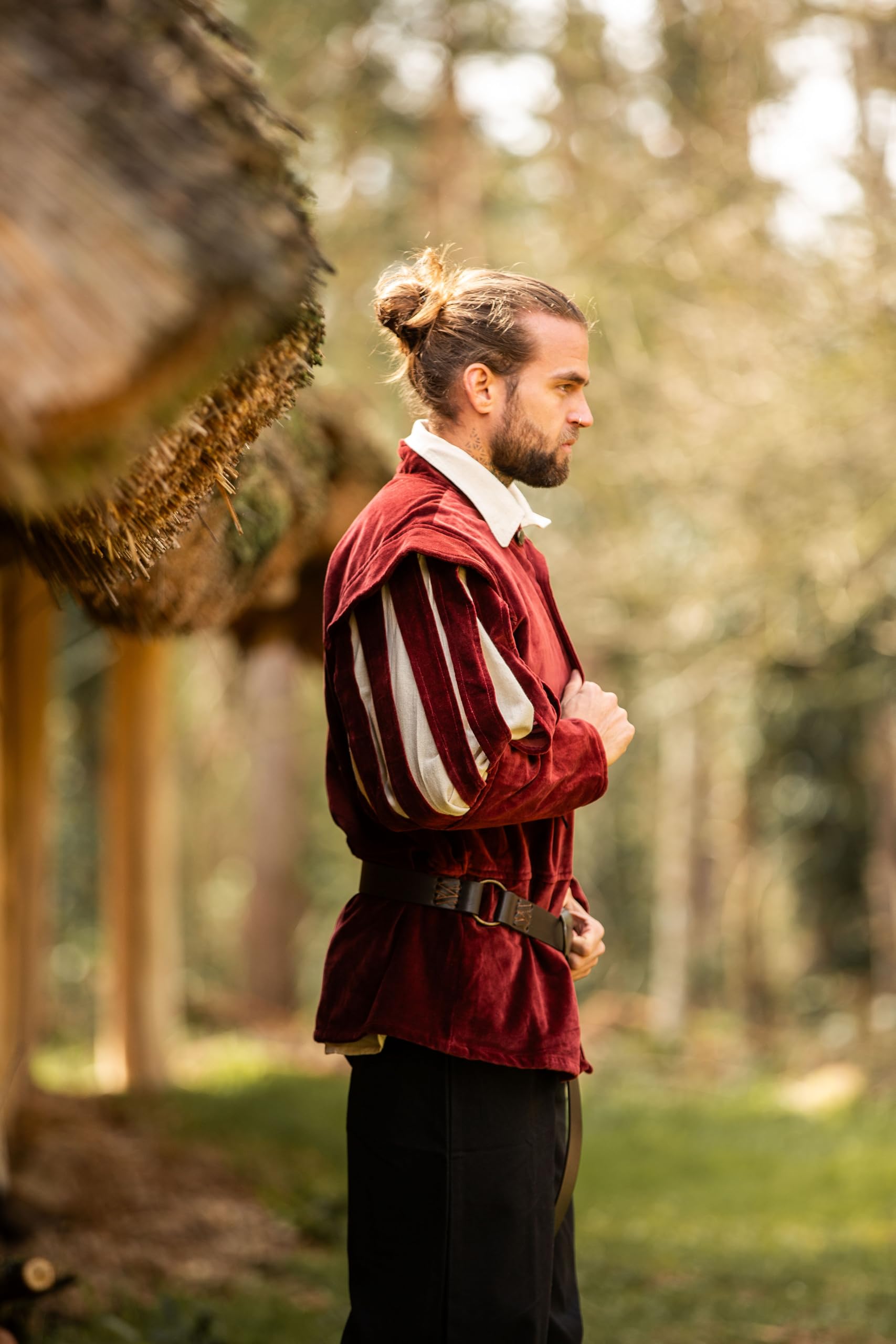 Leonardo Carbone® Veste Brandolf pour homme - Design unique - Parfaite pour les jeux de rôle et les fêtes costumées - Moyen-Âge - Viking - Costume - Vestes pour homme - Coton