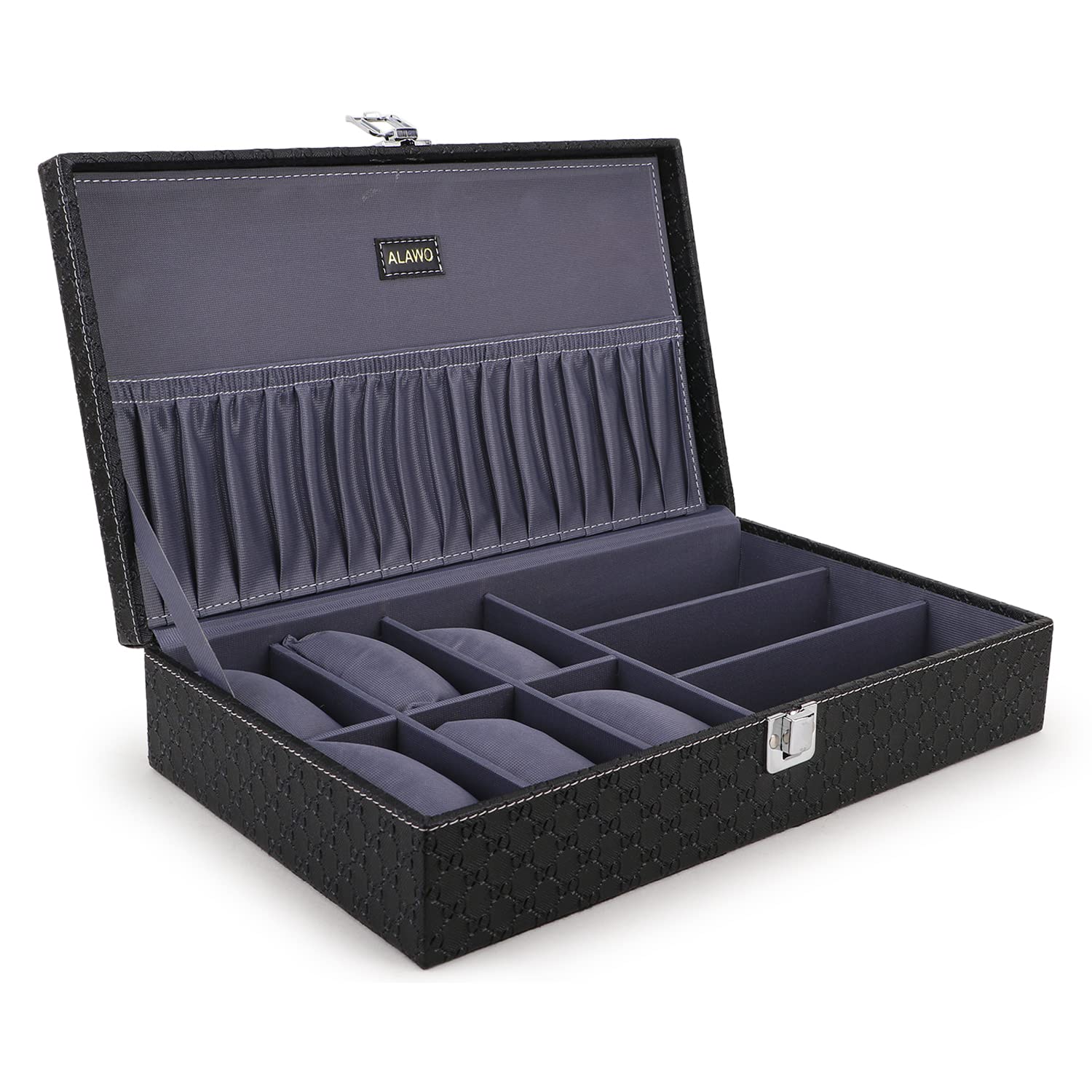 ALAWO Watch Box Organizer and Sunglasses Case with 6 Slots for Watches and 3 Slots for Sunglasses Black & Gray color (B0CW5M7Q3H) Amazon Price History, Amazon Price Tracker