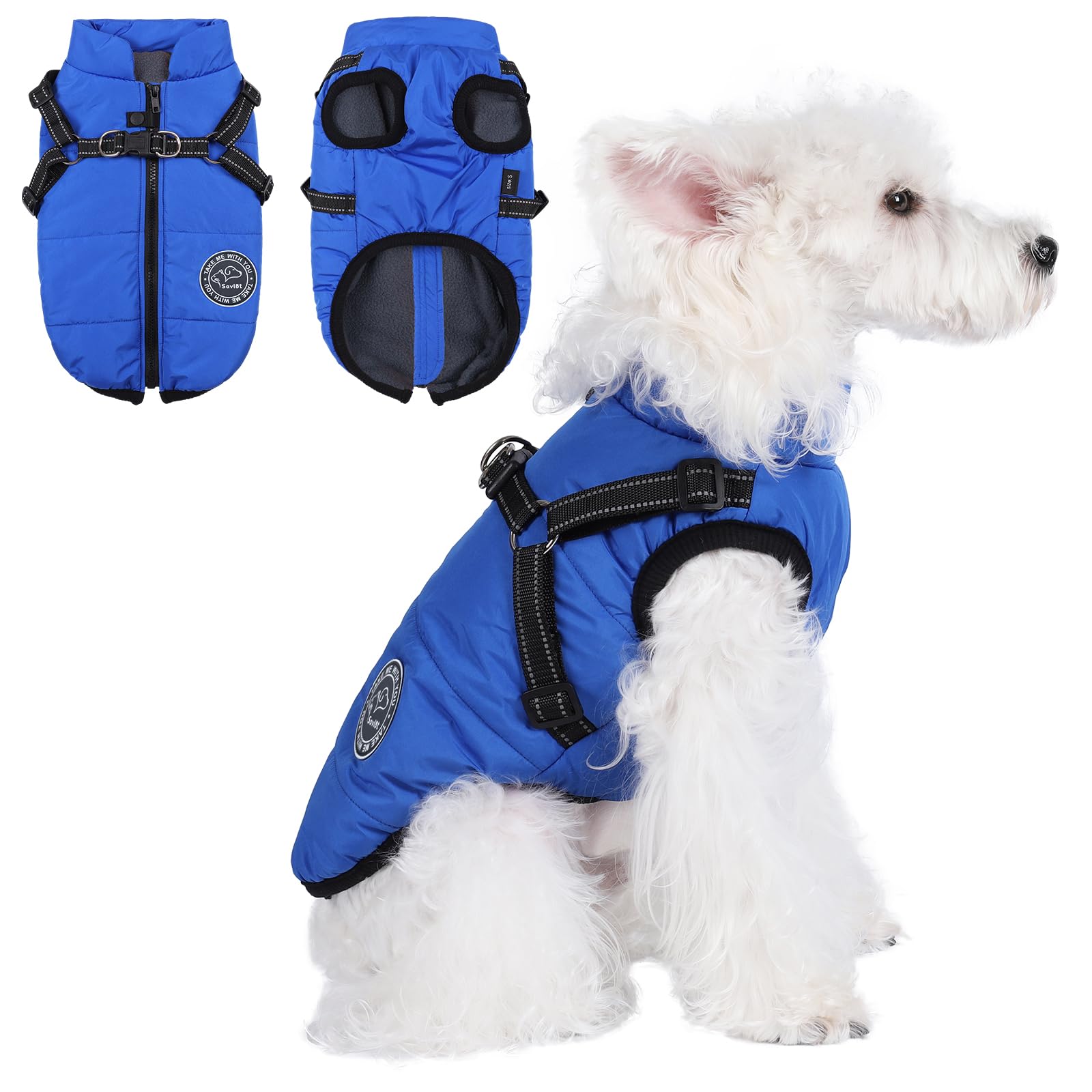 Savlot Dog Coat with Harness Puppy Coats Small Dog Harness Jacket Winter Waterproof Jackets for Small Medium Large Dogs — image 1