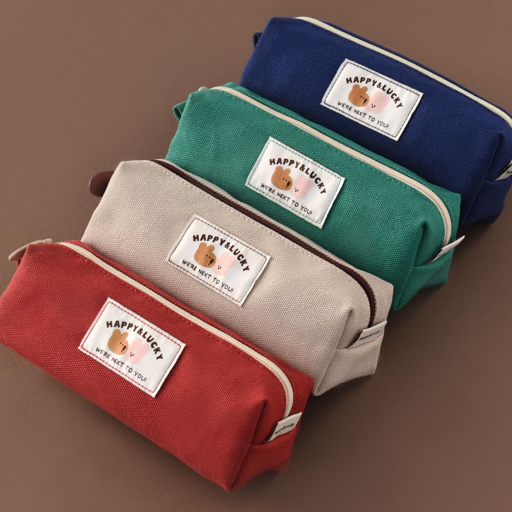 Monolike Happy and Lucky - Estuche para lápices, diseño de bloque, color rojo
