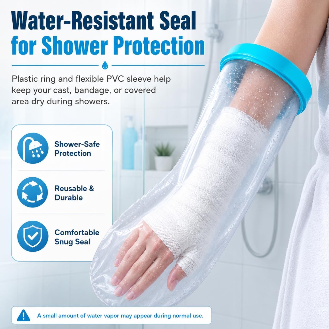 Cast Covers for Shower Arm, Waterproof Arm Cast Cover for Shower Adult, Reusable Cast Protector for Showering, Comfortable Shower Protection Cast Bag for Bandages, Dressings & Recovery Care