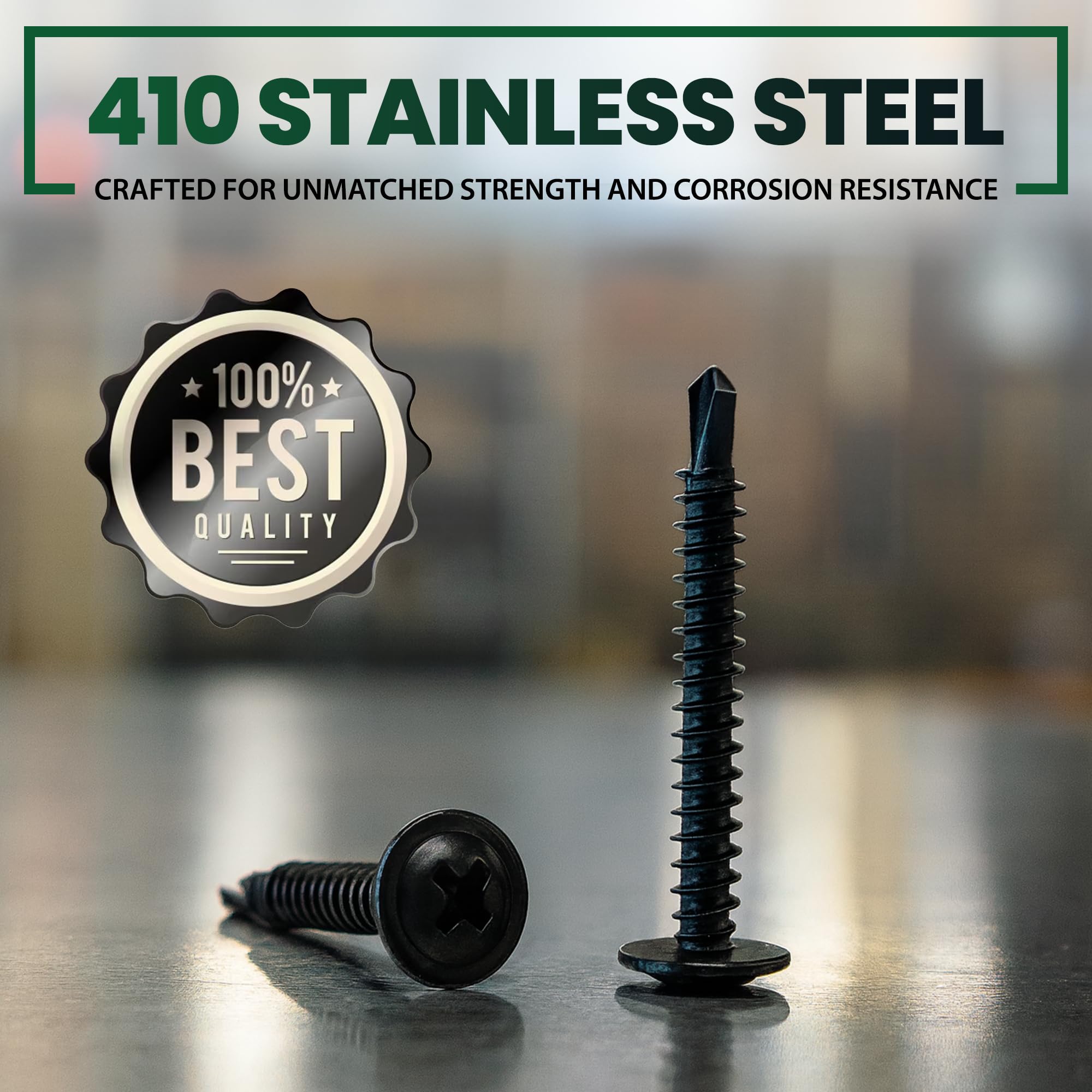Tornillos autoperforantes para metal, madera y plástico, juego de 450 tornillos TEK autorroscantes de acero inoxidable, varios tamaños #8 (1/5.1 cm, 5/20.3 cm, 3/10.2 cm, 2.5 cm, 1-1/10.2 cm) #10 (1