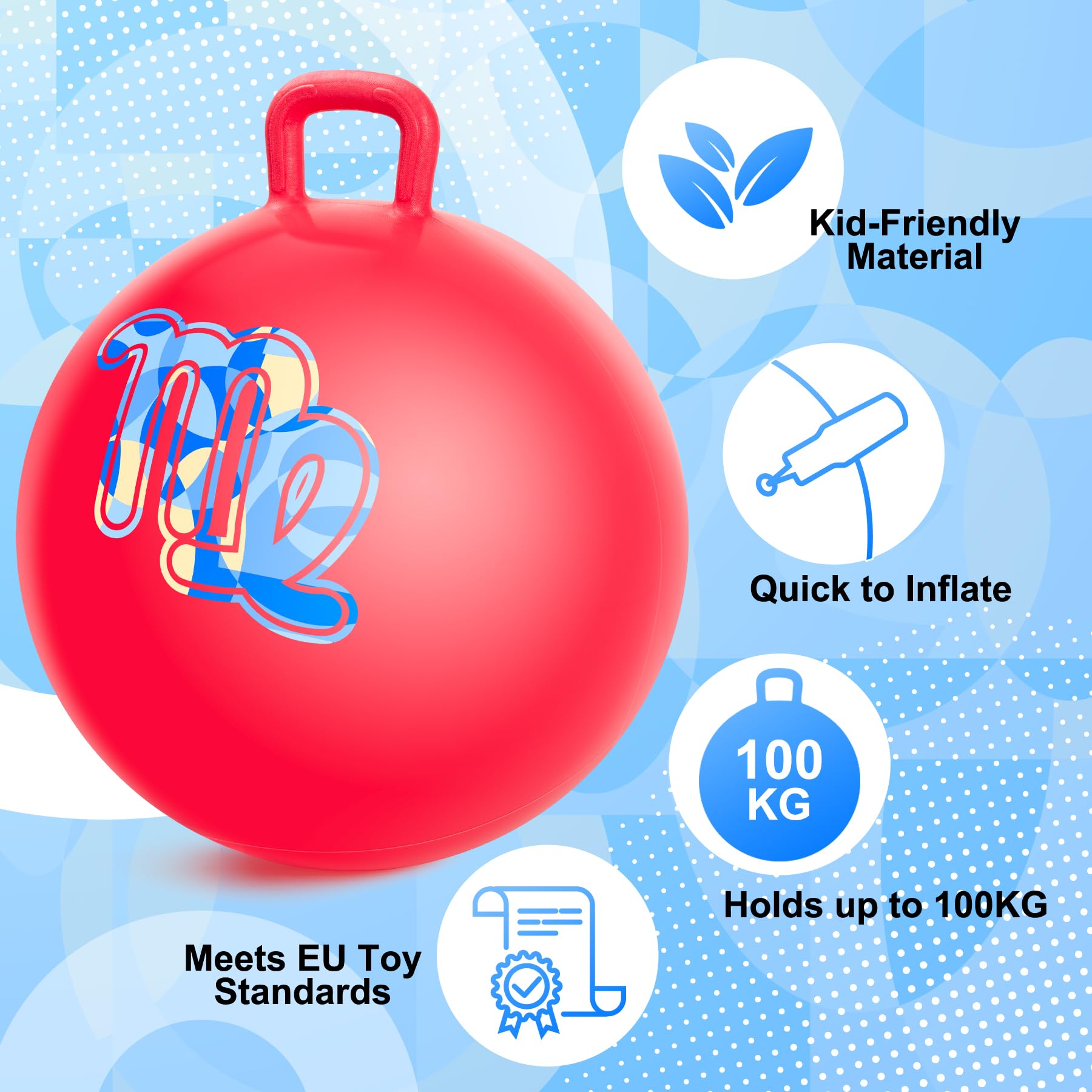 U&C Planet Balones Saltadores 45 cm Pelota de Salto para Niños 3-8 Pelota de Saltar Hinchable con Bomba Apto para Uso en Interiores y Exteriores Regalo Ideal — view 4