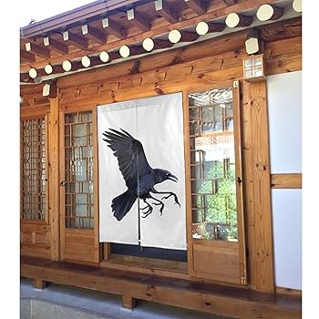 Amazon｜のれん 目隠し ロング 暖簾 八咫烏 カラス 鳥 和風