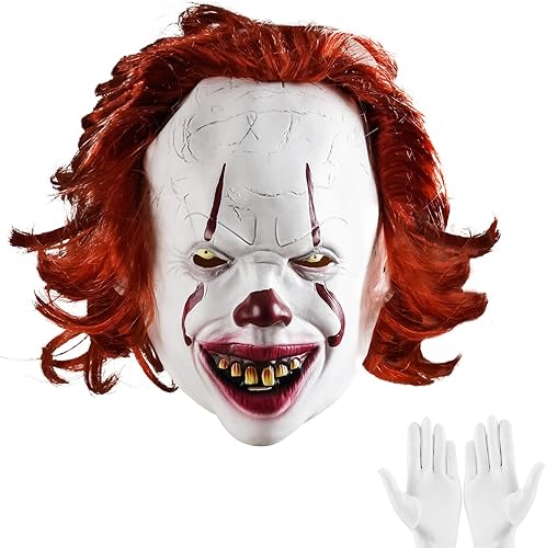 Máscara de payaso de látex para Halloween, máscara de asesino de miedo para adultos, fiesta de cosplay