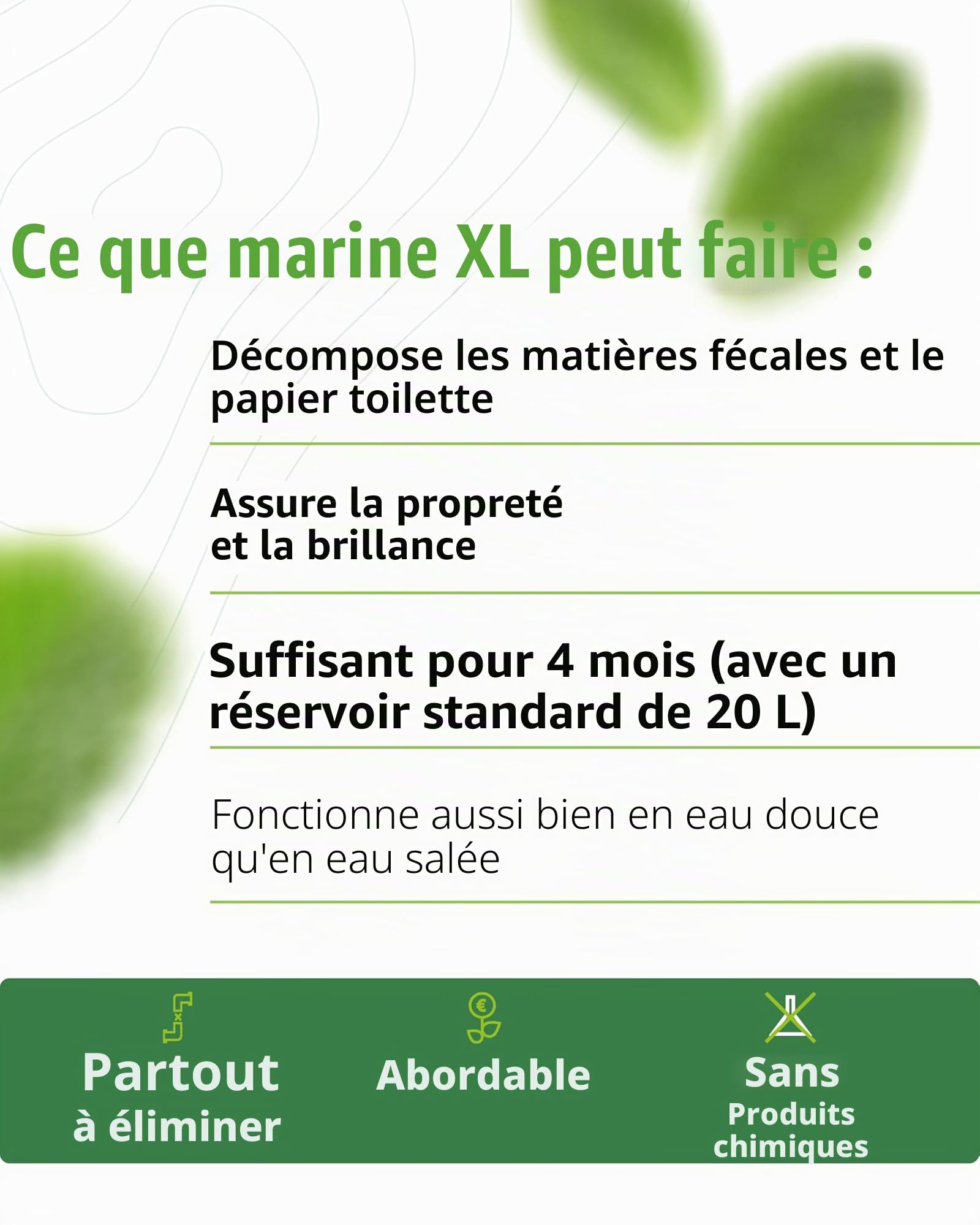 Solbio Marine Die N°1 Liquide sanitaire naturel 4 en 1 40 doses Additif sanitaire pour système de toilettes mobile