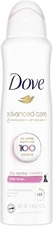 Dove Advanced Care Invisible Dry Spray Antiperspirant Deodorant No White Marks on 100 Colors Clear Finish 48-Hour Sweat and Odor Protecting Deodorant for Women 3.8 oz