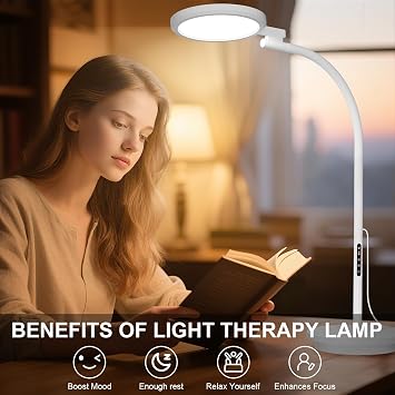 Light Therapy Lamp, 10000 Lux Floor Happy Therapy Light, UV-Free Sun Lamp with 5 Brightness & 5 Color Temperatures, 3 Heights for Apartment/Office/Home