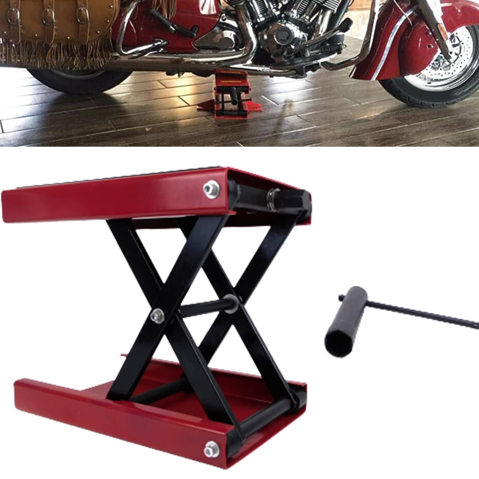 Elevador de Tijera de Acero para Moto de 1100 LB, Gato Elevador de Tijera para Motocicleta con Plataforma Ancha Antideslizante Elevador de Reparación de Soporte de Elevador, Elevadores de Moto Sopor