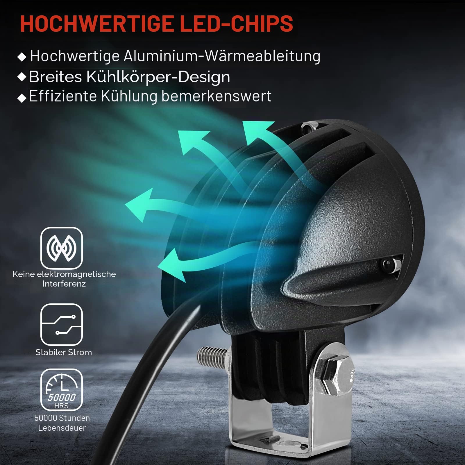 Dinfu 2 Zoll led Motorrad Zusatzscheinwerfer, 12v -24v Runde LED Scheinwerfer Frontscheinwerfer Zusätzliches IP68 Spotlights für Motorrad ATV UTV Dirt Bike 4x4 Pickup Truck Boot