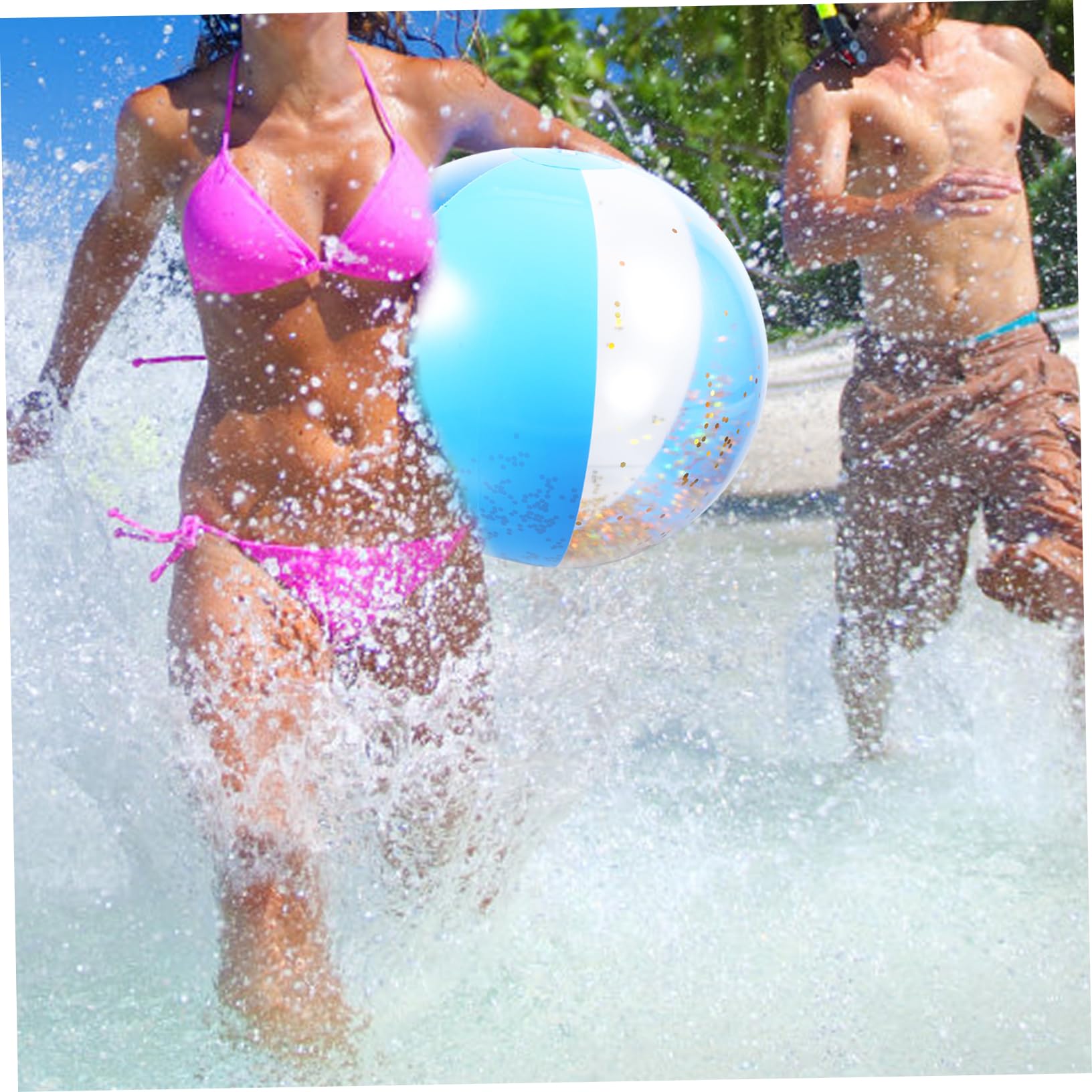 FELTECHELECTR 3Pcs Inflatable Glitter Beach Balls Sequin Pool for Adults Eye Catching Summer Fun for Beach Garden Parties Swimming Pools