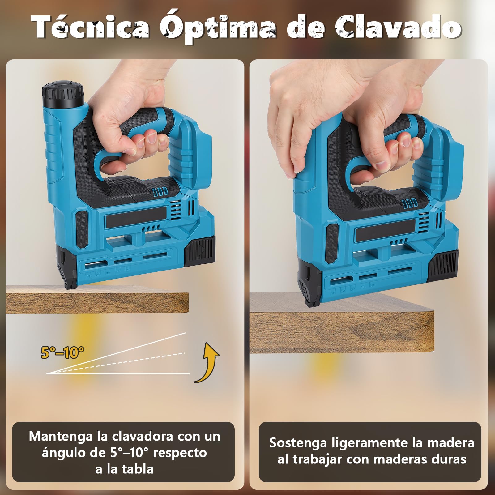 18GA Pistola de clavos inalámbrica con batería, clavador de 2 en 1, compatible con Makita 21V, profundidad ajustable, luz LED, incluye 1000 clavos + 1000 grapas, para trabajos de bricolaje en