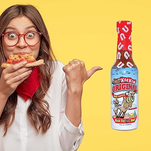 Miniatura 3 de KICKIN Original Habanero Salsa picante con pimientos serrano y Habanero  5 oz  Salsa Habanero perfecta para el abanico de salsa picante y el desafío