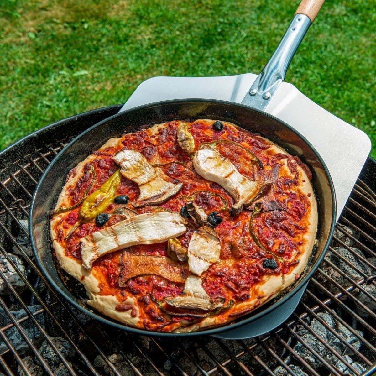 Plaque à Pizza Perforée FM Professional 32cm - Acier Émaillé Noir - Pour Four Et Barbecue - Cuisson Croustillante
