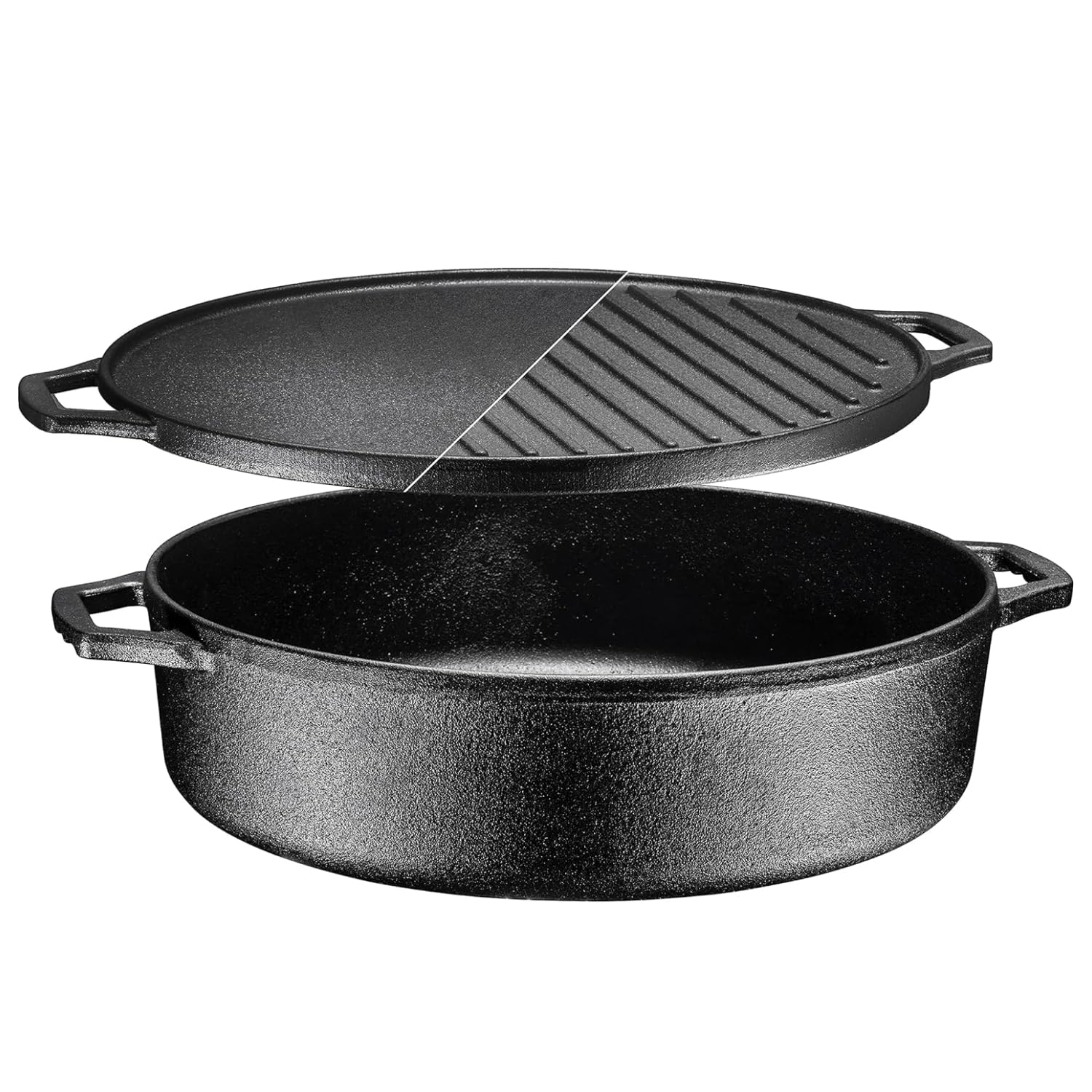Amazon.com: Bruntmor 6.8 Quart Cast Iron Skillet with Reversible
