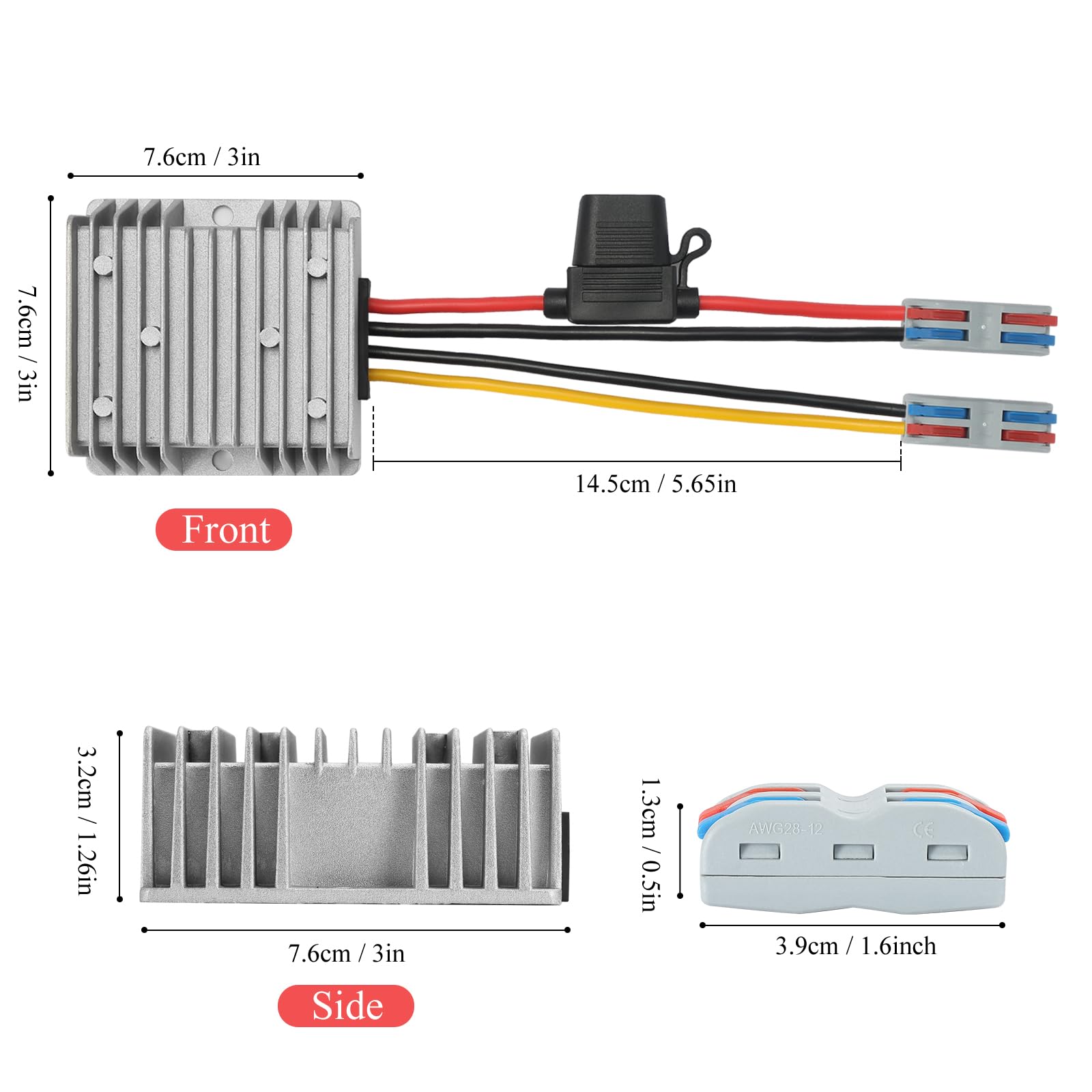 Powers 360W DC-DC Step-Up Voltage Converter – 12V To 24V 15A – Bracket Mount