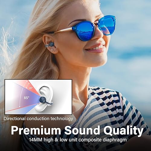 Miniatura 4 de Auriculares de oído abierto inalámbricos Bluetooth con clip Bluetooth auriculares de entrenamiento para hombres, estuche de carga de 56 horas IPX5